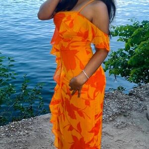 Orange One-Shoulder Dress